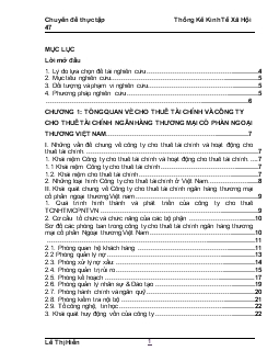 Đề tài Phân tích thống kê hoạt động cho vay của Công ty cho thuê tài chính Ngân hàng Thương mại Cổ phần Ngoại thương Việt Nam