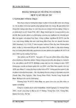 Đề tài Phân tích thực trạng về các mặt quản lý tại công ty cổ phần dịch vụ kỹ thuật TSC