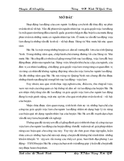 Đề tài Phân tích và đánh giá thực trạng việc làm, giải quyết việc làm cho người lao động của huyện Hải Hà trong những năm qua