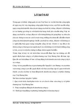 Đề tài Quá trình hình thành phát triển và cơ cấu tổ chức của công ty cổ phần thương mại Việt Hoàng Sơn