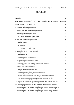 Đề tài Tác động của đầu tư đến chuyển dịch cơ cấu kinh tế ở Việt Nam