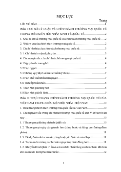 Đề tài Thực trạng chính sách thương mại quốc tế của Việt Nam trong điều kiện hội nhập quốc tế hiện nay
