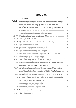 Đề tài Thực trạng công tác kế toán chi phí sản xuất và tính giá thành sản phẩm của Công ty TNHH vật liệu xây dựng  Kim Xá