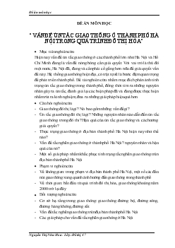 Đề tài Thực trạng giao thông đô thị và vấn đề ùn tắc giao thông trên địa bàn Hà Nội