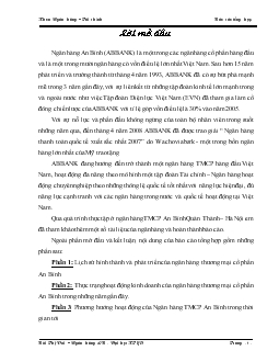 Đề tài Thực trạng hoạt động kinh doanh của ngân hàng thương mại cổ phần An Bình trong những năm gần đây