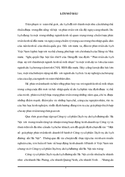 Đề tài Thực trạng hoạt động kinh doanh lữ hành của Công ty cổ phần Dịch vụ du lịch đường sắt Hà Nội