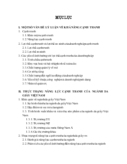 Đề tài Thực trạng năng lực cạnh tranh của ngành da giầy Việt Nam