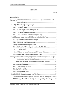 Đề tài Thực trạng xuất khẩu rau quả của Việt Nam sang thị trường Đài Loan