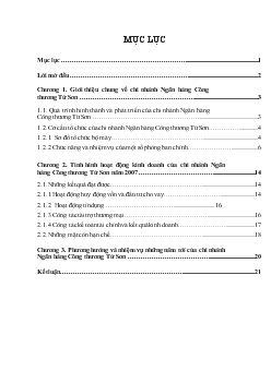 Đề tài Tình hình hoạt động kinh doanh của chi nhánh Ngân Hàng Công Thương Từ Sơn từ năm 2005 - 2007