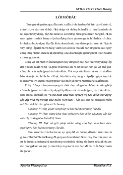 Đề tài Tình hình khai thác nghiệp vụ bảo hiểm xây dựng lắp đặt trên thị trường bảo hiểm Việt Nam