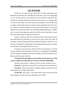 Đề tài Tình hình triển khai nghiệp vụ tái bảo hiểm vật chất thân tàu tại Tổng công ty cổ phần tái bảo hiểm quốc gia Việt Nam (VINARE) (2000 - 2006