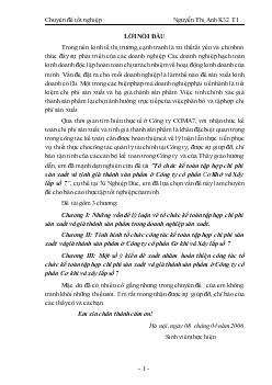 Đề tài Tổ chức kế toán tập hợp chi phí sản xuất và tính giá thành sản phẩm ở Công ty cổ phần Cơ Khí và Xây lắp số 7
