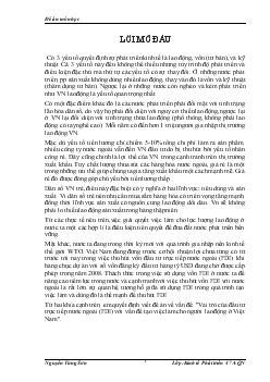 Đề tài Vai trò của đầu tư trực tiếp nước ngoài (FDI) với vấn đề tạo việc làm cho người lao động ở Việt Nam