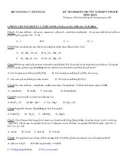 Đề tham khảo thi tốt nghiệp năm 2010 môn: Hoá
