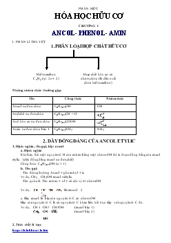 Giáo án Hóa học 12 - Chương I: Ancol - Phenol - amin