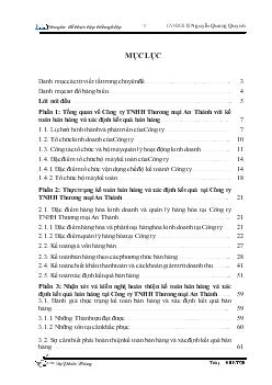 Hoàn thiện kế toán bán hàng và xác định kết quả bán hàng tại Công ty TNHH Thương mại An Thàn