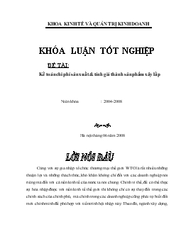 Luận văn Kế toán chi phí sản xuất và tính giá thành sản phẩm tại công ty cổ phần tư vấn xây dựng Sông Hồng