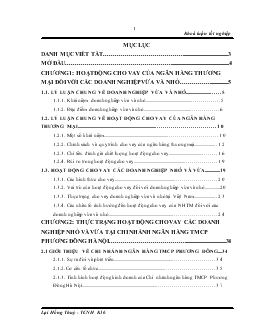 Luận văn Mở rộng cho vay các doanh nghiệp nhỏ và vừa tại Chi nhánh ngân hàng TMCP Phương Đông Hà Nội