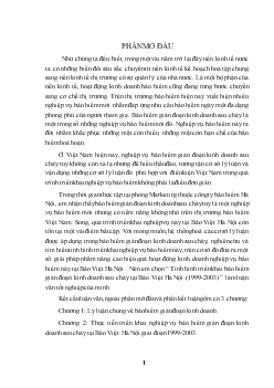 Luận văn Tình hình triển khai bảo hiểm gián đoạn kinh doanh sau cháy tại Bảo Việt Hà Nội (1999-2003)