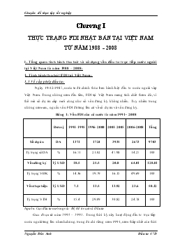 Thực trạng FDI nhật bản tại Việt Nam từ năm 1988 - 2008