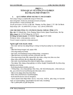 Tình hình hoạt động tại Công ty cổ phần đá trang trí Vĩnh Cửu