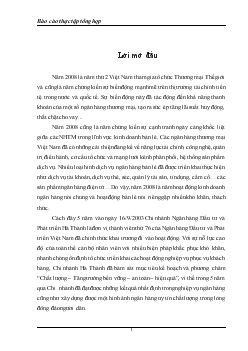 Tình hình hoạt động tại Ngân hàng đầu tư và phát triển Việt Nam chi nhánh Hà Thành