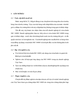 Chuyên đề Hiệu quả ứng dụng hệ thống quản lý môi trường theo iso 14001 tại một số doanh nghiệp ở Việt Nam