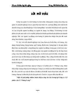 Chuyên đề Một số giải pháp nhằm hoàn thiện công tác trả lương tại Công ty Cổ phần cầu 11 Thăng Long