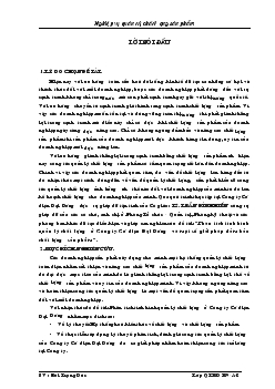 Chuyên đề Phân tích tình hình quản lý chất lượng ở Công ty Cơ điện Đại Dương và một số giải pháp đảm bảo chất lượng sản phẩm