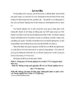 Đề án Giải pháp để giải quyết những khó khăn đối với các Doanh nghiệp vừa và nhỏ trong nền kinh tế thị trường ở VN hiện nay