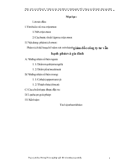 Đề tài Phân tích swot kế hoạch 5 năm tới của bản thân:trở thành giám Đốc công ty tư vấn hạnh phúc gia đình