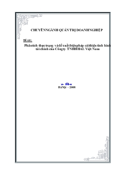 Đồ án Đề tài Phân tích thực trạng và đề xuất biện pháp cải thiện tình hình tài chính của Công ty TNHH HAL Việt Nam