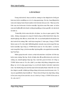 Khóa luận Hoàn thiện kỹ thuật thu thập bằng chứng kiểm toán trong kiểm toán Báo cáo tài chính tại Công ty TNHH Kiểm toán và Tư vấn (A&C)