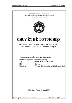 Chuyên đề Mở rộng thị trường tiêu thụ xi măng của công ty xi măng Hoàng Thạch