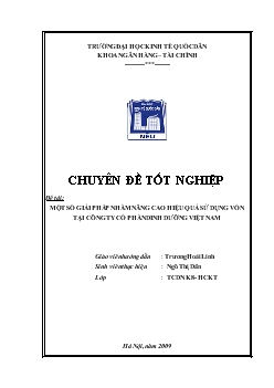 Chuyên đề Một số giải pháp nhằm nâng cao hiệu quả sử dụng vốn tại công ty cổ phần dinh dưỡng Việt Nam