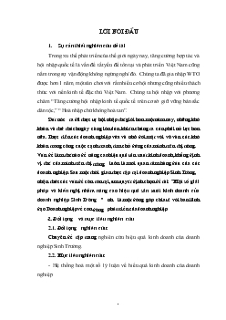 Chuyên đề Một số giải pháp và kiến nghị nhằm nâng cao hiệu quả sản xuất kinh doanh của doanh nghiệp Sinh Trường