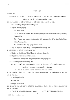 Chuyên đề Một số vấn đề cơ bản về vốn và kế toán huy động vốn tại chi nhánh NHNN & PTNN Quận Tây Hồ