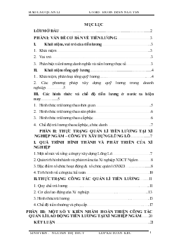 Chuyên đề Một số ý kiến nhằm hoàn thiện công tác quản lí lao động tiền lương tại công ty xây dựng Lũng Lô