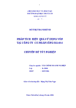 Chuyên đề Phân tích hiệu quả sử dụng vốn tại công ty cổ phần Sông Đà 60.6