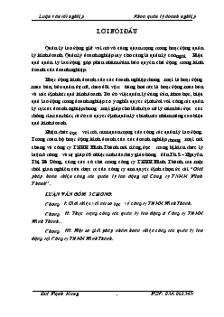 Luận văn Giải pháp hoàn thiện công tác quản lý lao động tại Công ty TNHH Minh Thành