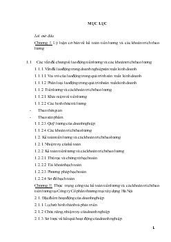 Chuyên đề Công tác kế toán tiền lương và các khoản trích theo tiền lương ở Công ty Cổ phần xây dựng và thương mại Hà Nội