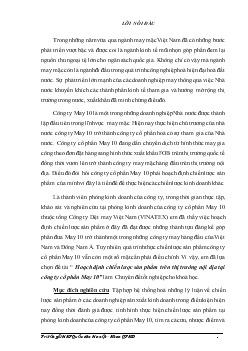 Chuyên đề Hoạch định chiến lược sản phẩm trên thị trường nội địa tại công ty cổ phần May 10