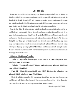 Đề tài Tổ chức hạch toán CPSX với vấn đề nâng cao hiệu quả sản xuất kinh doanh ở công ty khoá Minh Khai