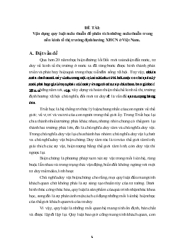 Đề tài Vận dụng quy luật mâu thuẫn để phân tích những mâu thuẫn trong nền kinh tế thị trường định hướng XHCN ở Việt Nam