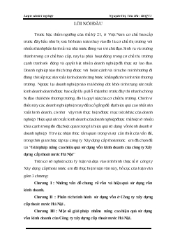 Luận văn Giải pháp nâng cao hiệu quả sử dụng vốn kinh doanh của công ty Xây dựng cấp thoát nước Hà Nội