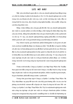 Luận văn Hoàn thiện kế toán hợp chi phí sản xuất và tính giá thành sản phẩm tại công ty cổ phần liên hợp thực phẩm Hà Tây