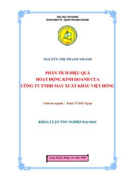 Khóa luận Phân tích hiệu quả hoạt động kinh doanh của công ty TNHH may xuất khẩu Việt Hồng