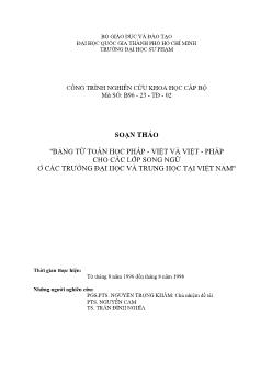 Đề tài Bảng từ toán học pháp - Việt và việt - pháp cho các lớp song ngữ ở các trƣờng đại học và trung học tại Việt Nam
