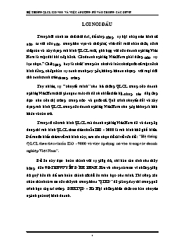 Đề tài Hệ thống quản lý chuất lượng theo tiêu chuẩn ISO - 9000, việc áp dụng nó vào trong các doanh nghiệp Việt Nam