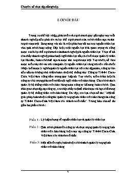Đề tài Một số giải pháp hoàn thiện công tác quản lý mạng lưới nhân viên bán hàng ở công ty TNHH Coca-Cola Việt Nam chi nhánh miền bắc